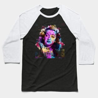 Bette Davis ~ Watercolor Illustration Baseball T-Shirt